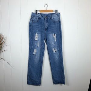 High Waisted Distressed Jeans Sz 8